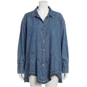 NEW FREE PEOPLE denim button-down tunic in blue